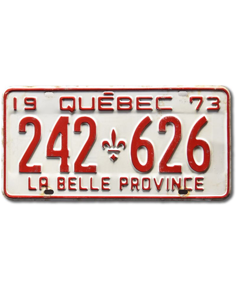 Kanadyjska tablica rejestracyjna Quebec 1973 White 242-626