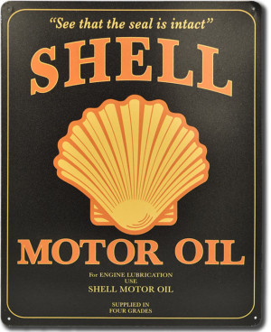 Plechová cedule Shell Motor Oil Black 38 cm x 30 cm