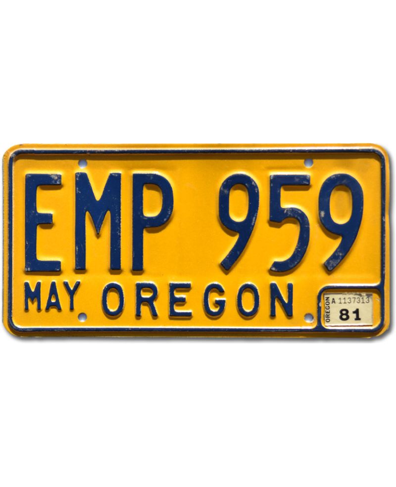 Tablica rejestracyjna USA Oregon Yellow EMP 959 Tablica rejestracyjna USA Oregon Yellow EMP 959
